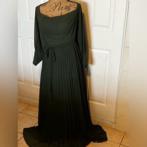 SHEIN DRESS LONG SLEEVED PLAIDED OFF SHOULDER